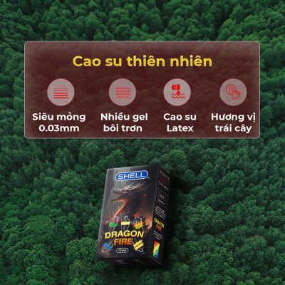 Bao cao su Shell Dragon Fire - Hộp 5 bao gai, bi nổi lớn + 5 bao Shell Performax (Hộp 10 cái) | SHELL CHÍNH HÃNG