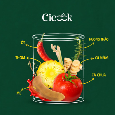 Combo 3 Lon Xốt Lẩu Chua Cay Cicook, Ngon Chuẩn Vị Không Cần Thêm Gia Vị 370g *3