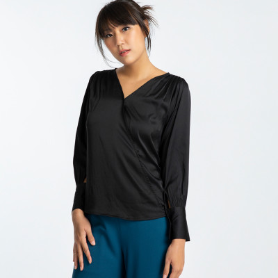 Áo Kiểu Đẹp Áo Đắp Vạt Thời trang thiết kế Hity TOP100 (Đen Huyền Bí)