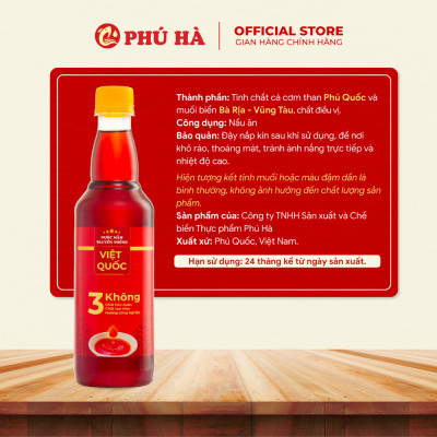 Nước mắm truyền thống Việt Quốc Phú Hà 22 độ đạm - 1 Chai 500ml