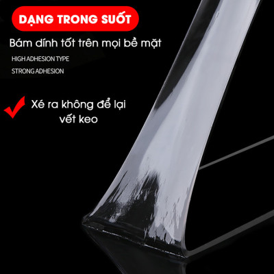 Băng keo dán nano 2 mặt siêu dính trong suốt dày 1mm dài 2m rộng 3cm và 5cm