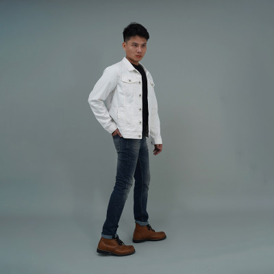 Áo Khoác Jeans Cao Cấp HUNTER X-RAYS  Form Slim  Cotton Màu Trắng K12