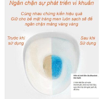Set 2 Vỉ (4 viên) thả vệ sinh khử mùi khử khuẩn bồn cầu Blueshot Hàn Quốc (1 viên 600 lần xả nước, dùng được hơn 1 tháng) - Hàng chính hãng