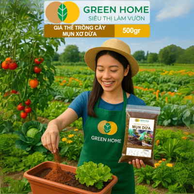 Mụn Xơ Dừa Greenhome, Sfarm, Bao 500GR, Đã Qua Xử Lý, Chuyên Trồng Rau, Hoa Màu, Dâu Tây, Cây Ăn Trái, Thủy Canh