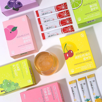 Trà Kombucha Detox Healslab Vị Cherry Chanh Thơm Mát Giải Nhiệt Nhập Khẩu Hàn Quốc