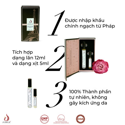 Dolce by Jubilé - Tinh dầu nước hoa Pháp nữ Dạng lăn 12ml Thơm Lâu, Sang Trọng, Quyến Rũ