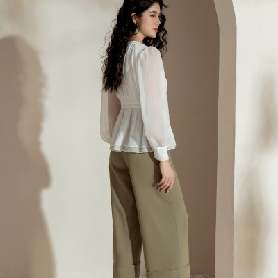 Quần công sở thiết kế dáng suông lửng gấu lơ vê bản to thời trang HeraDG chất liệu Tuytsi cao cấp SQDBC6007