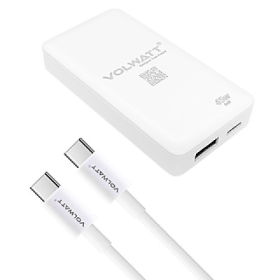 Củ sạc nhanh siêu mỏng Volwatt GE-45GS-C-A-MF 45W GaN Fast Charger - Hàng Chính Hãng Full box