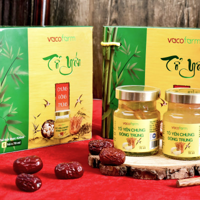 Combo 6 lọ Yến chưng Đông trùng hạ thảo VacoFarm (6 hũ/lốc) , Mua 1 lốc tặng 1 túi khô ĐTHT 10gr, Tăng cường và phục hồi sức khỏe