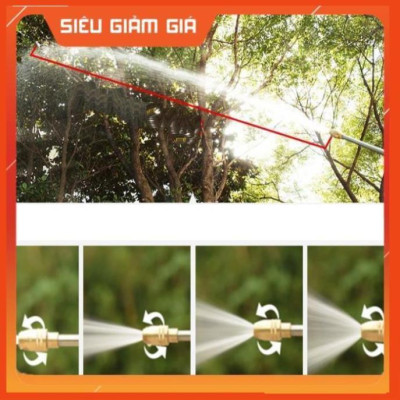 Bộ dây vòi xịt nước rửa xe, tưới cây . tăng áp 3 lần, loại 7m,10m 206318 đầu đồng, cút, nối PE