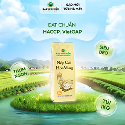 Nếp Cái Hoa Vàng Vinh Hiển Túi 1KG - Dẻo nhiều, thơm ngon