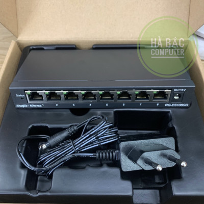 Bộ Chia Mạng 8 Cổng Sắt 1000Mbps RUIJE RG-ES108GD - Switch 8 Port Gigabit - Hàng Chính Hãng