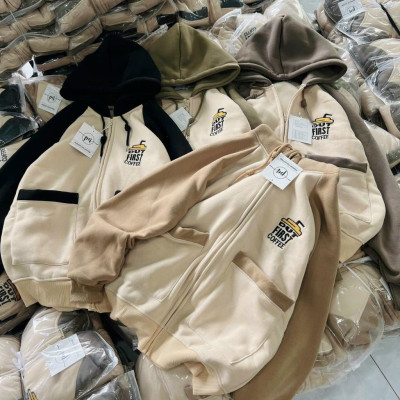 Áo khoát nỉ FIRST COFFE nỉ dệt xuất khẩu form rộng phối đẹp xinh xinh-A2121