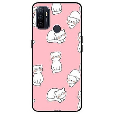 Ốp lưng dành cho Oppo A53 - A93 / F17 Pro - A31 - A8 2019 mẫu Mèo Trắng Nền Hồng