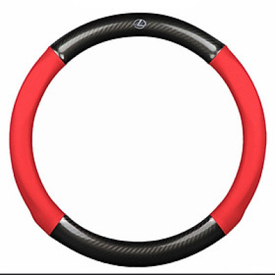 Bọc vô lăng TTAUTO cho xe ô tô chất liệu da vân carbon cao cấp có logo LEXUS (Đen Đỏ)