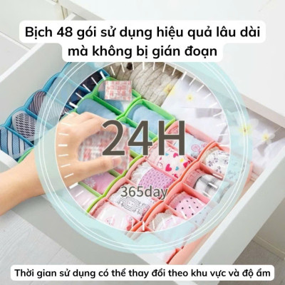 Set 3 Gói 3 Màu Thơm Hút Ẩm Long Não, Chống Ẩm Mốc, Đuổi Côn Trùng Tủ Quần Áo, Tủ Giày (Bịch 48 Túi) - HÀNG CHÍNH HÃNG MINIIN