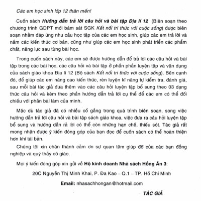 Hướng Dẫn Trả Lời Câu Hỏi Và Bài Tập Địa Lí Lớp 12 (Bám Sát SGK Kết Nối Tri Thức Với Cuộc Sống) - HA