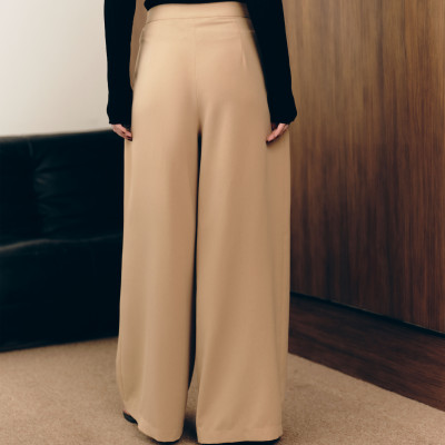 DOTTIE - Quần dài chiết ly ống rộng - Nâu - Q0390