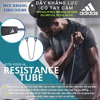 Dây kháng lực có tay cầm chính hãng ADIDAS ADTB-10506-NL Resistance Tube (Mức kháng 15KG/33LBS)