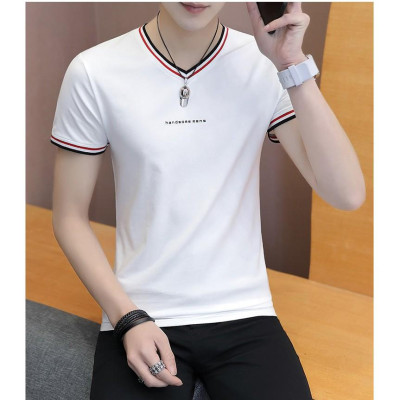  Áo thun nam ngắn tay cổ tim body thời trang Sitaki -Xám