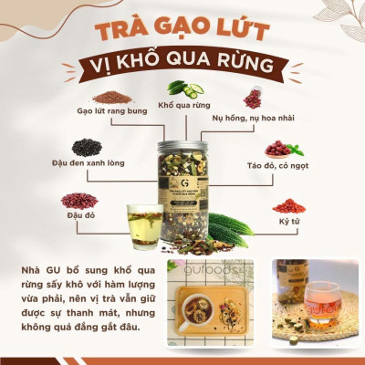 [Vị Khổ Qua Rừng] - Trà Gạo Lứt Đậu Đen GUfoods Hũ 500g - Hỗ Trợ Giấc Ngủ, Cải Thiện Tinh Thần, Tốt Cho Sức Khoẻ