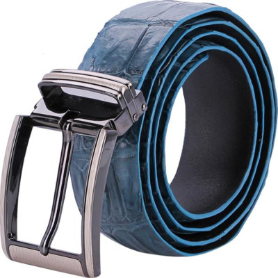 Thắt Lưng Nam Da Cá Sấu Nguyên Con Bụng Bản Lớn Đầu Kim Huy Hoàng HT4781 - Xanh Đậm