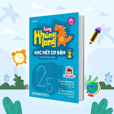 Sách - Cùng Khủng Long Học Nét Cơ Bản - Nét, Số, Chữ Cái Đầu Tiên - Combo 3 Cuốn - Tặng Kèm Sticker Bé Trai - Megabook