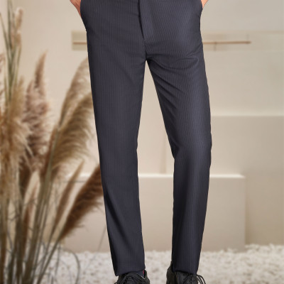 Quần Âu Nam Aligro Màu Xanh Kẻ Sọc Vàng Nhỏ Chất Liệu Cao Cấp, Chuẩn Form Slimfit, Tôn Dáng ALGO1047