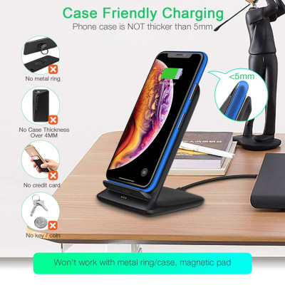 Đế sạc nhanh không dây Qi kiêm giá đỡ cho điện thoại hiệu CHOETECH HPK-T555 trang bị Công suất 10W, thiết kế nhỏ gọn, chuẩn sạc MFI cho Apple - Hàng chính hãng