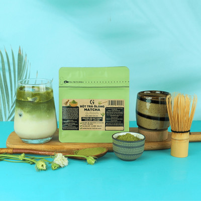 Bột Matcha trà Ôlong GUfoods (túi 50g) - Pha chế Barista, Giàu EGCG và chất chống oxy hóa, Vị umami tự nhiên, Eat clean, Healthy, Làm đẹp