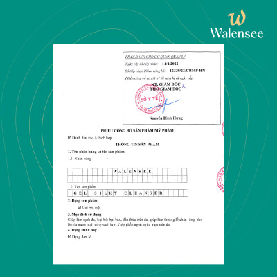 Gel rửa mặt làm sạch & giảm nhờn cho da Gel Silky Cleanser Walensee 100ml