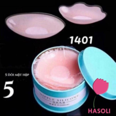 Miếng Dán Ngực Silicon Cao Cấp Hộp 5 Đôi Loại Có Nhũ Che Đầu Ti (Hộp Sắt)