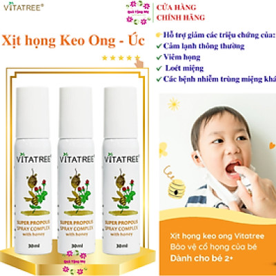 Xịt keo Ong Vitatree Super Propolis Spray Complex tăng sức đề kháng, kháng khuẩn, nấm, giảm viêm họng, ho, nhiệt miệng - QuaTangMe Extaste