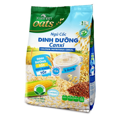 Combo 2 túi: Ngũ Cốc Yến Mạch Óc Chó Và Mè Đen 400G + Ngũ Cốc Dinh Dưỡng Canxi 400G [ít đường]