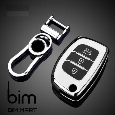 Ốp Chìa Khóa Silicon Tráng Gương Dành Cho Xe Hyundai Grand i10, Tucson, Elantra - Kèm móc treo