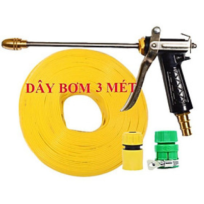 Bộ dây vòi xịt nước rửa xe, tưới cây . tăng áp 3 lần, loại 3m, 5m 206318 đầu đồng,cút,nối vàng+ tặng mở chai