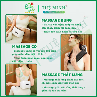 Đai Massage Bụng Hỗ Trợ tan Mỡ Bụng, Xoa Bóp Cùng Lúc Làm Nóng, Mát Xa Cổ Vai Lưng Đùi  Megou TY-308 BH 1 Năm