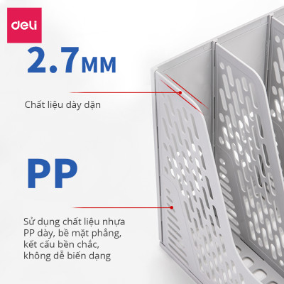 Set giá tài liệu 4 ngăn kèm hộp bút Deli  - Xanh Dương/ Xám/ Đen -  78981