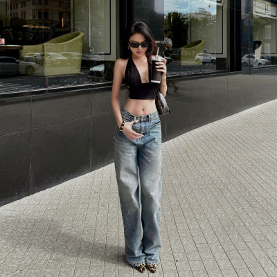 Quần Jean Ống Rộng Classic Carolina Blue Aaa Jeans