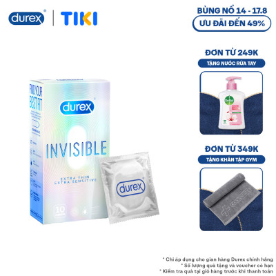 Bao cao su Durex Invisible Extra Thin Extra Sensitive 1 Hộp 10 Bao