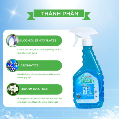 Nước Lau Kính Dạng Xịt Sáng Bóng Ecohome Việt Nam 500g Hương Hoa Nhài Thơm Ngát