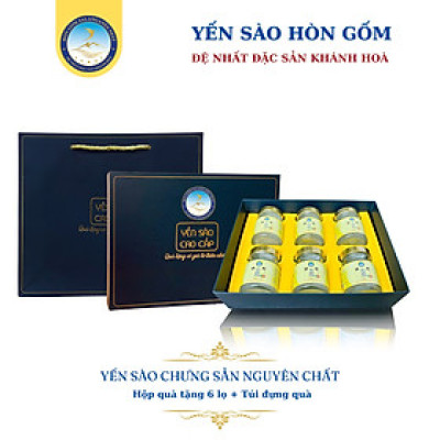 [Hộp QT 6 Hũ] Tổ Yến Sào Chưng Nhân Sâm - Yến Sào Hòn Gốm Chính Hiệu Khánh Hoà - HGKNEST