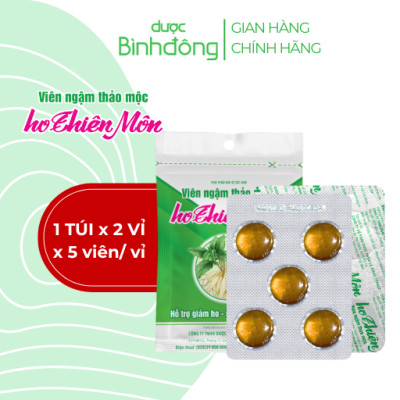 Viên ngậm thảo mộc ho Thiên Môn Dược Bình Đông dạng vỉ - Hỗ trợ giảm ho, giảm đau rát họng