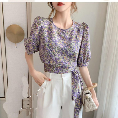 ÁO HOA CROPTOP THẮT NƠ EO XINH XẮN