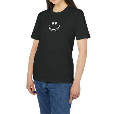 Áo Thun Nữ In Hình Miệng Cười Form Basic Tay Ngắn Cổ Tròn