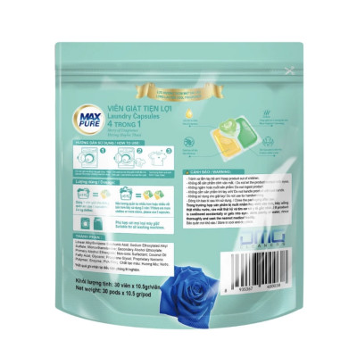 Túi 30 Viên Giặt Tiện Lợi MaxPure 4in1 - Công Nghệ Carezyme Hương Huyền Thoại