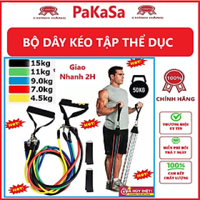 Bộ dụng cụ dây cao su đàn hồi tập thể thao, tập gym tại nhà tiện dụng (tặng túi đựng dây rút) - Hàng chính hãng