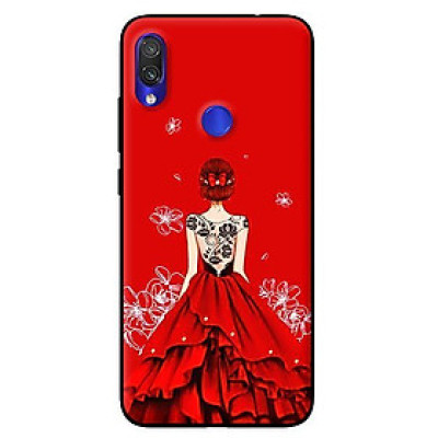 Ốp lưng in cho Xiaomi Redmi Note 7 mẫu Cô gái đầm đỏ - Hàng chính hãng