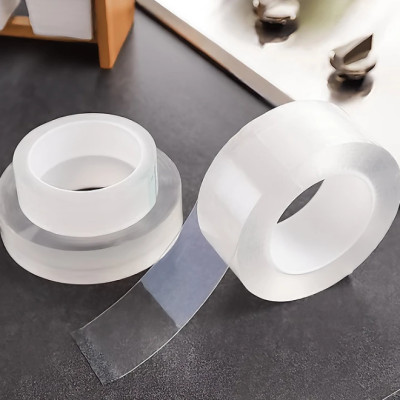 Băng keo trong suốt đa năng dán siêu dính trên mọi bề mặt, keo nano 2 mặt chống thấm tiện lợi dài 3cmx3m