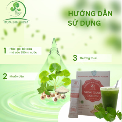 Nông Xanh Garden Bột Rau Má Thủy Canh Hạt Sen Hộp 15 gói (10gr/1 gói) hòa tan uống liền, dễ uống, thanh nhiệt, mát gan, làm đẹp da